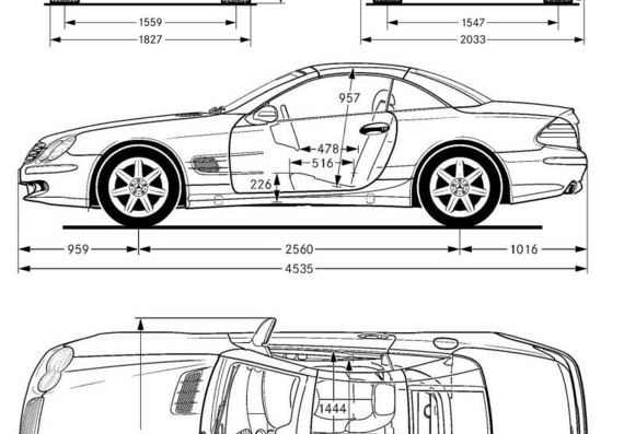 Mercedes-Benz SL500 (Мерcедес-Бенз СЛ500) - чертежи (рисунки) автомобиля